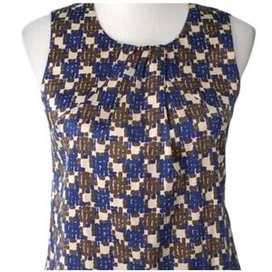 Banana Republic Sleeveless Top Pleated Houndstooth Print Blouse XS